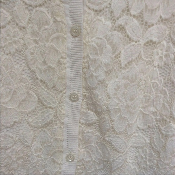 Isaac Mizrahi Live! Ivory Lace Cardigan Peplum Size Small - Picture 4 of 9